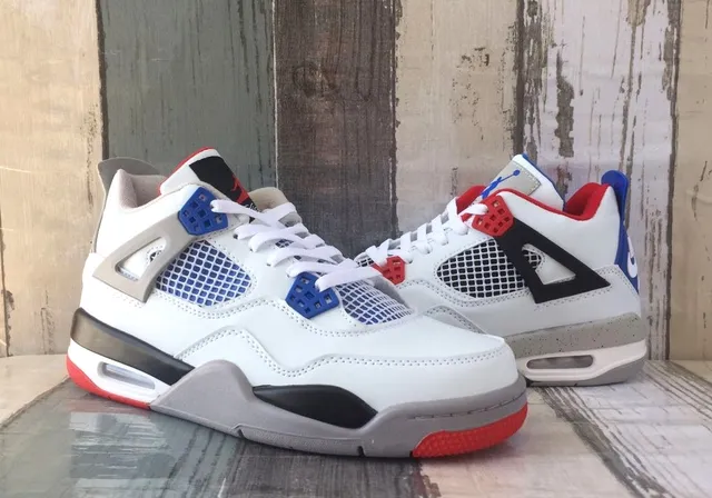 Air Jordan 4 Zapatillas de baloncesto blanco azul rojo 4