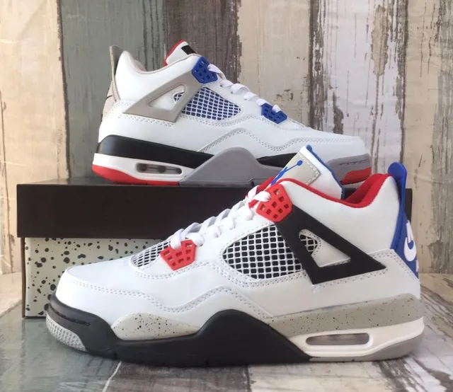 Air Jordan 4 Zapatillas de baloncesto blanco azul rojo 5