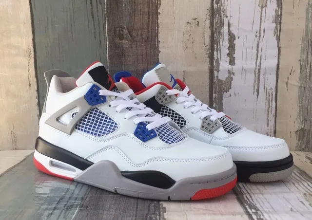 Air Jordan 4 Zapatillas de baloncesto blanco azul rojo 7