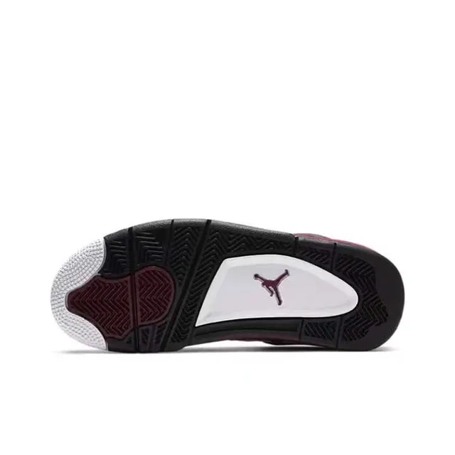 Air Jordan 4 أحذية كرة السلة أبيض عنابي أسود 2