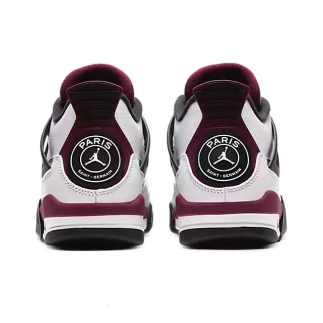 Air Jordan 4 أحذية كرة السلة أبيض عنابي أسود 3