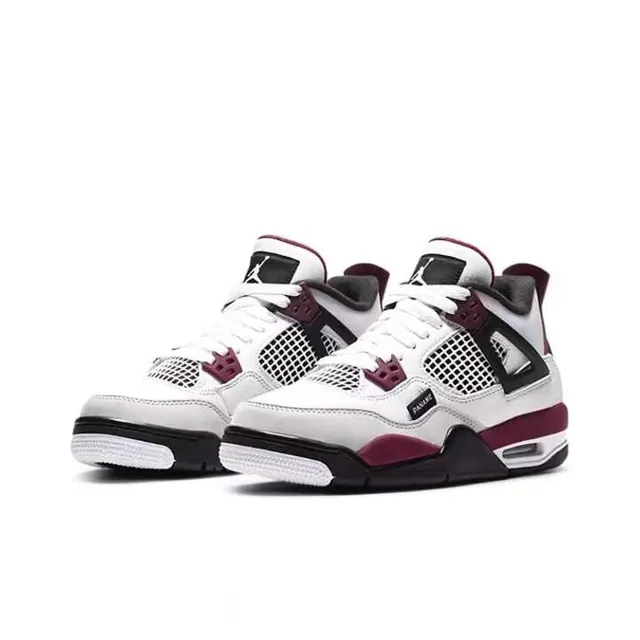 Air Jordan 4 أحذية كرة السلة أبيض عنابي أسود 5