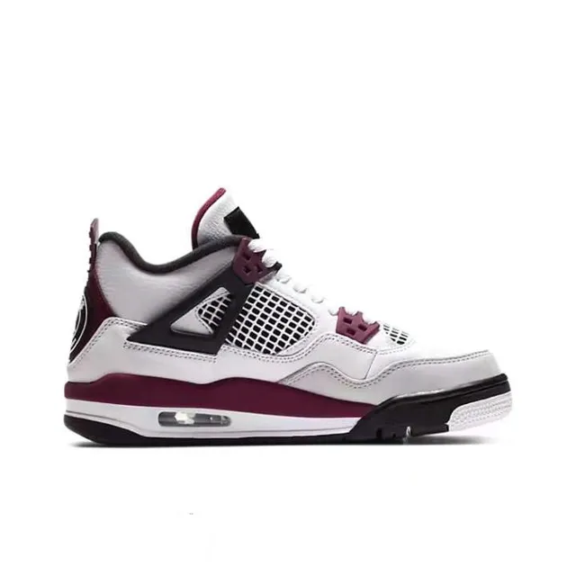 Air Jordan 4 أحذية كرة السلة أبيض عنابي أسود 6