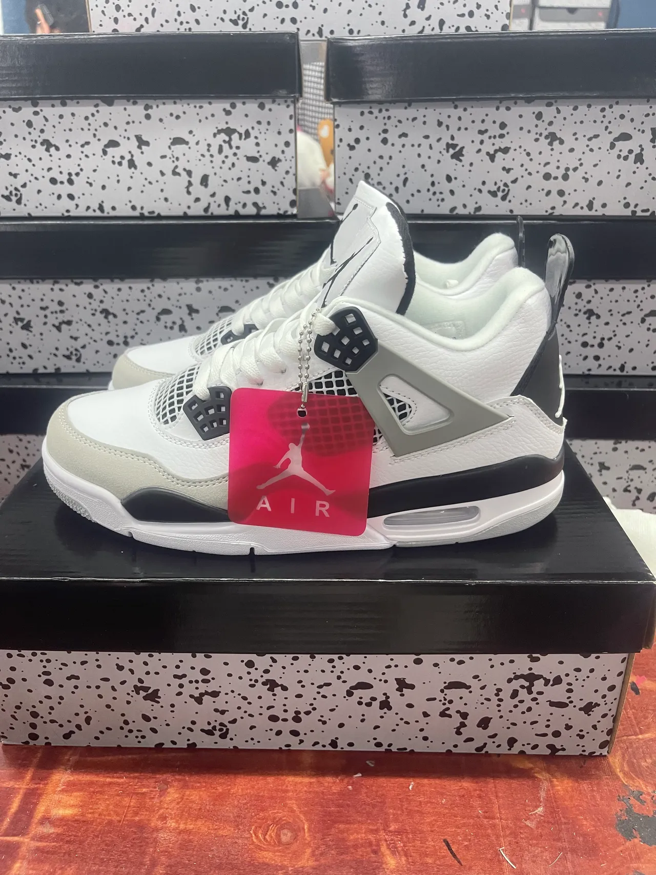 Air Jordan 4 أبيض بحري منقط أحذية كرة السلة 4