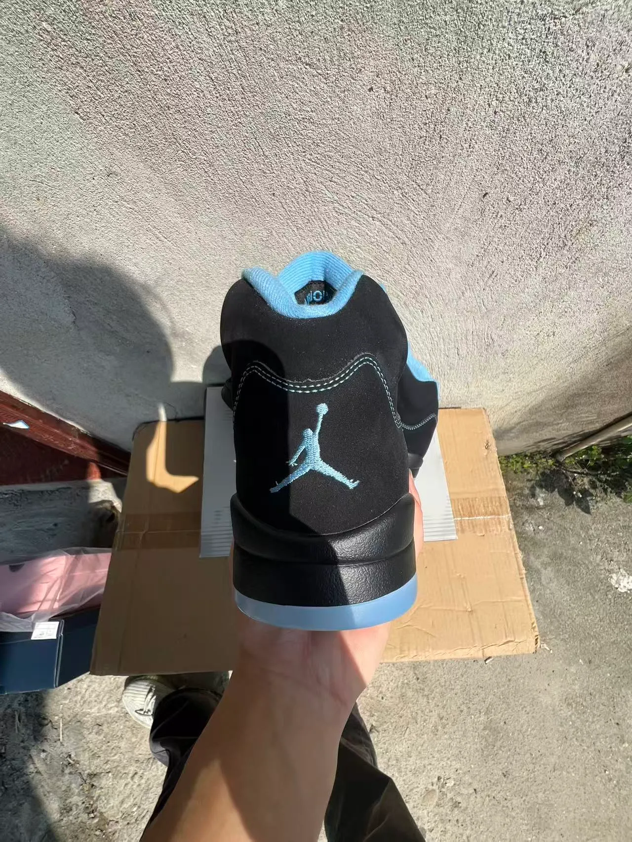 Air Jordan 5 أحذية كرة السلة شبكية أسود أزرق فاتح 8