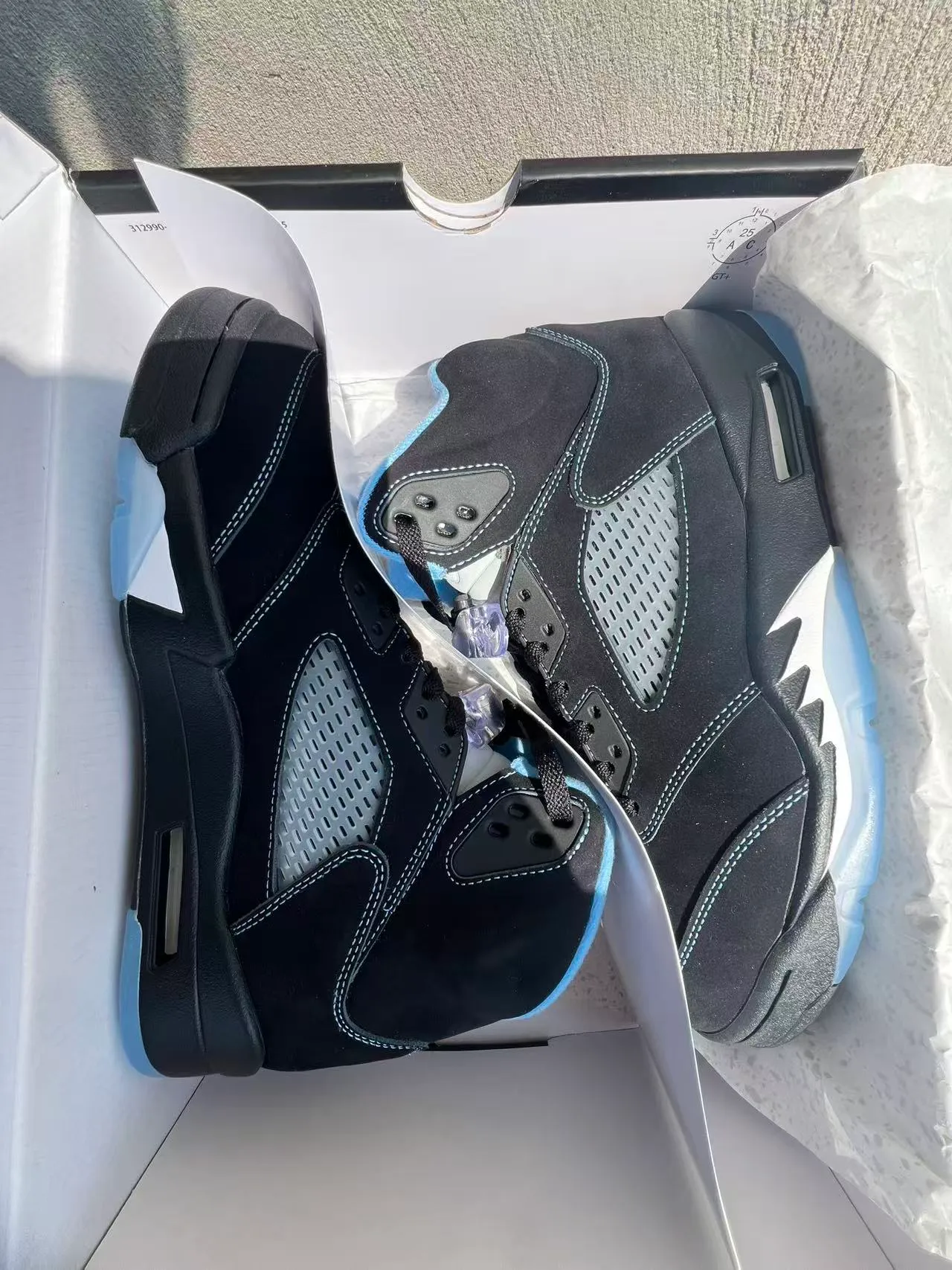 Air Jordan 5 أحذية كرة السلة شبكية أسود أزرق فاتح 9