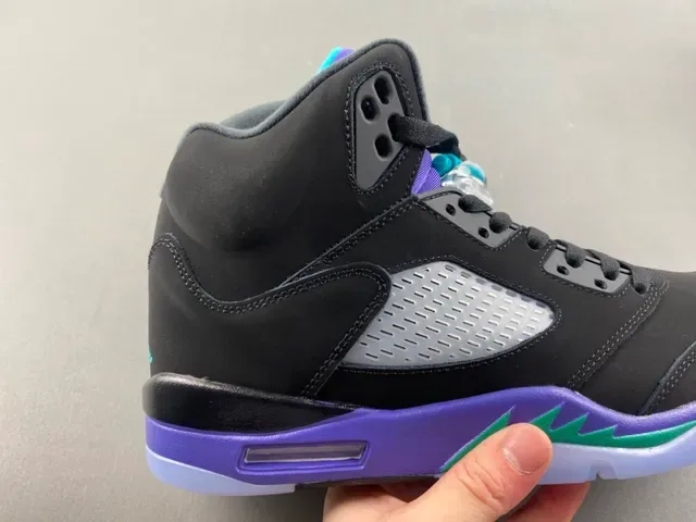 Air Jordan 5 Black Purple Green Basketball Shoes 3