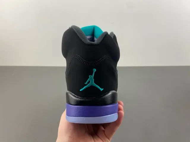 Air Jordan 5 Black Purple Green Basketball Shoes 4