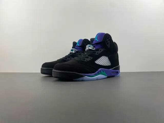 Air Jordan 5 Black Purple Green Basketball Shoes 10