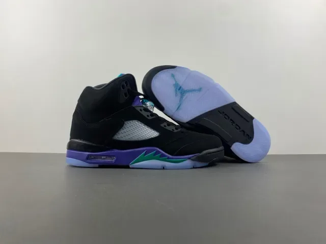 Air Jordan 5 Black Purple Green Basketball Shoes 12