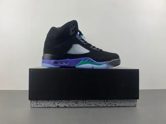 Air Jordan 5 Black Purple Green Basketball Shoes 15