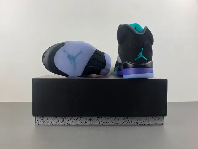 Air Jordan 5 Black Purple Green Basketball Shoes 16
