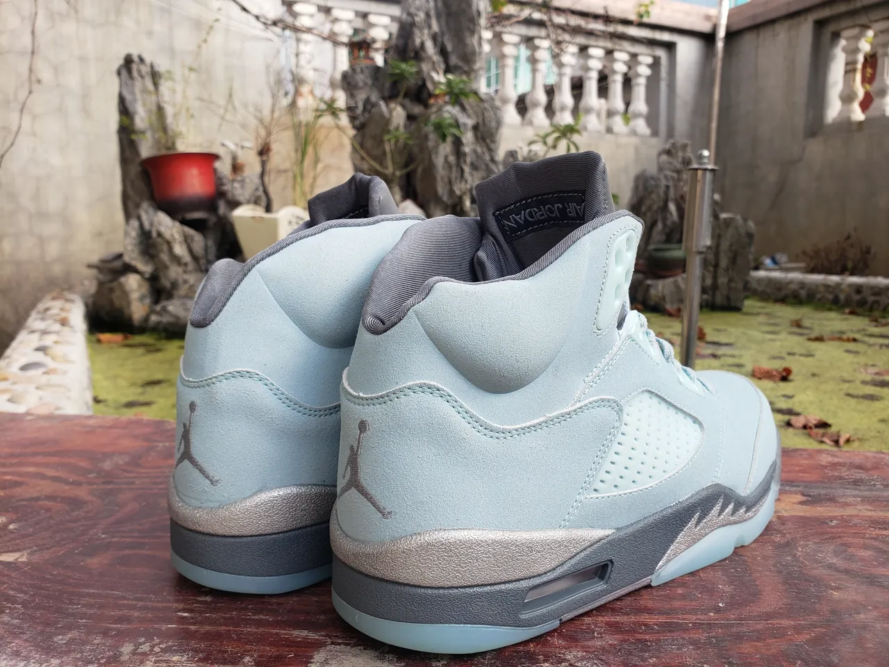حذاء كرة السلة Air Jordan 5 أزرق جليدي باهت رمادي 5