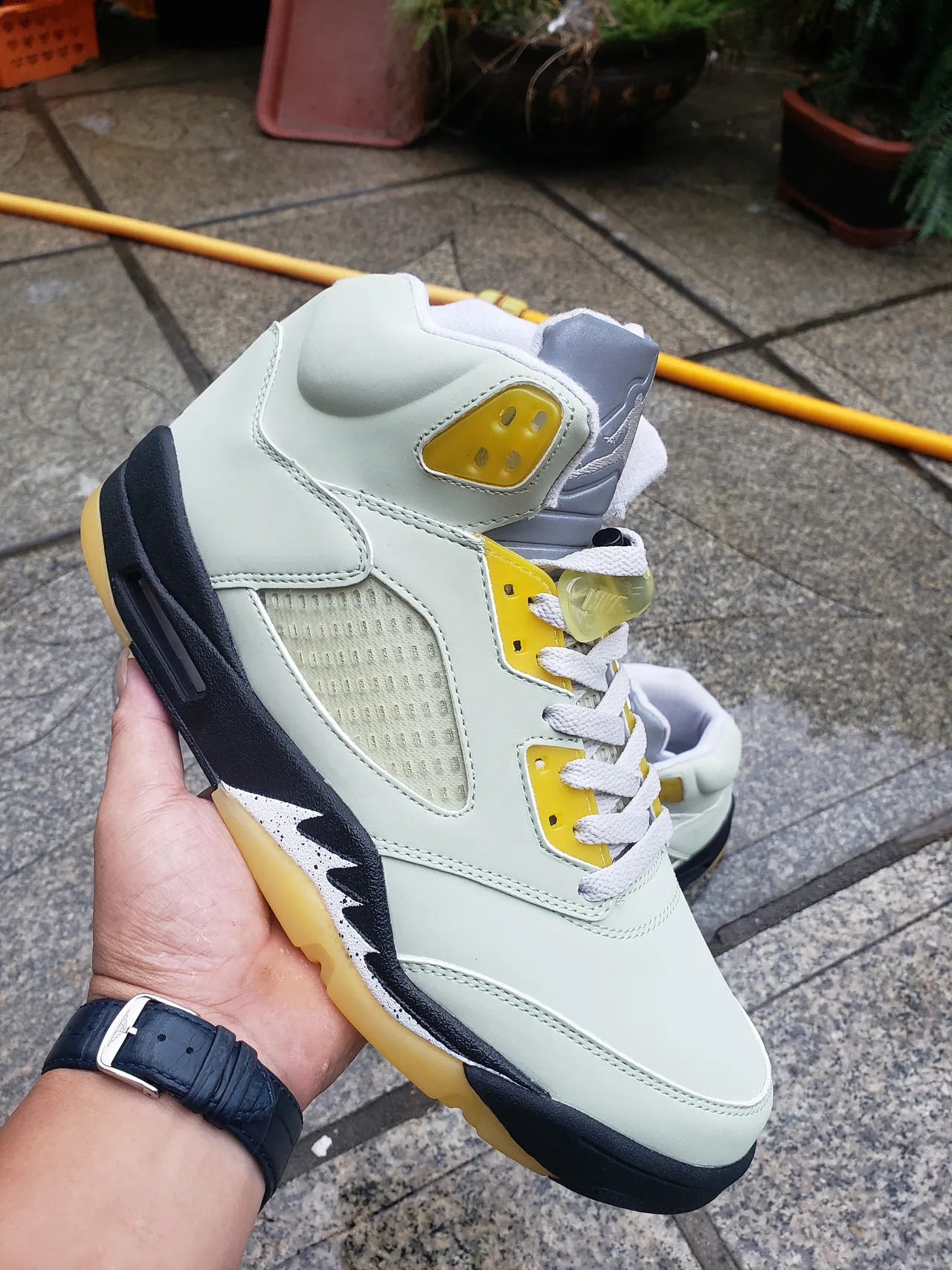حذاء كرة السلة Air Jordan 5 أزرق جليدي باهت رمادي 7