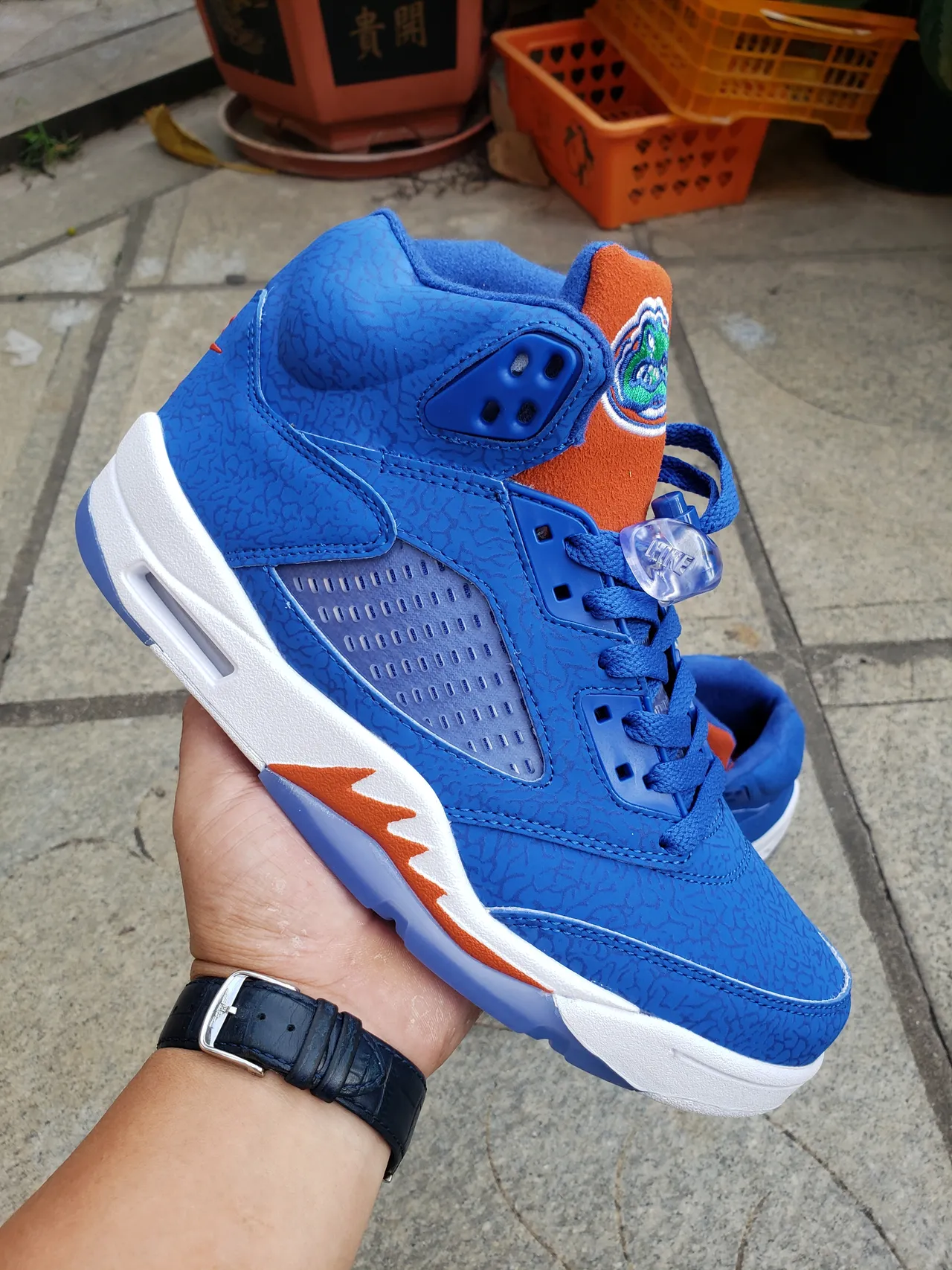 حذاء كرة السلة Air Jordan 5 أزرق جليدي باهت رمادي 13