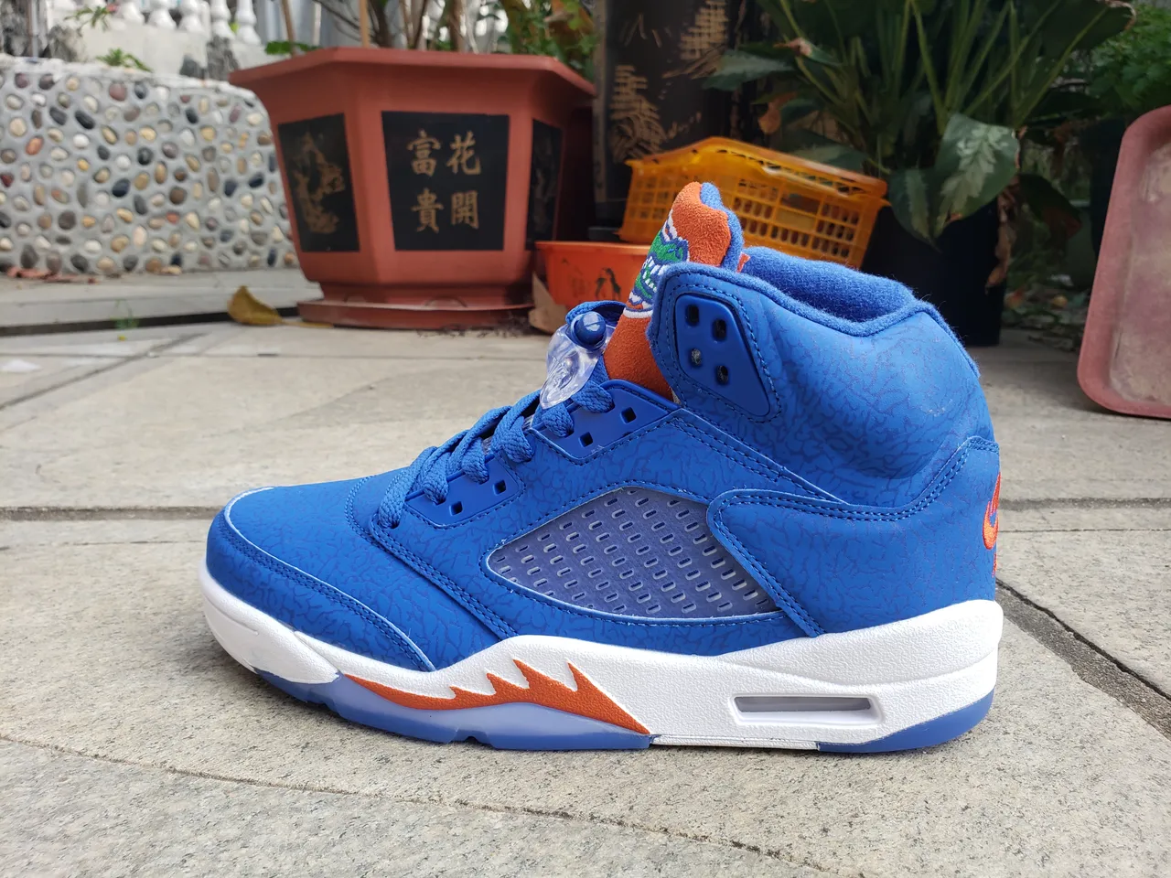 حذاء كرة السلة Air Jordan 5 أزرق جليدي باهت رمادي 18