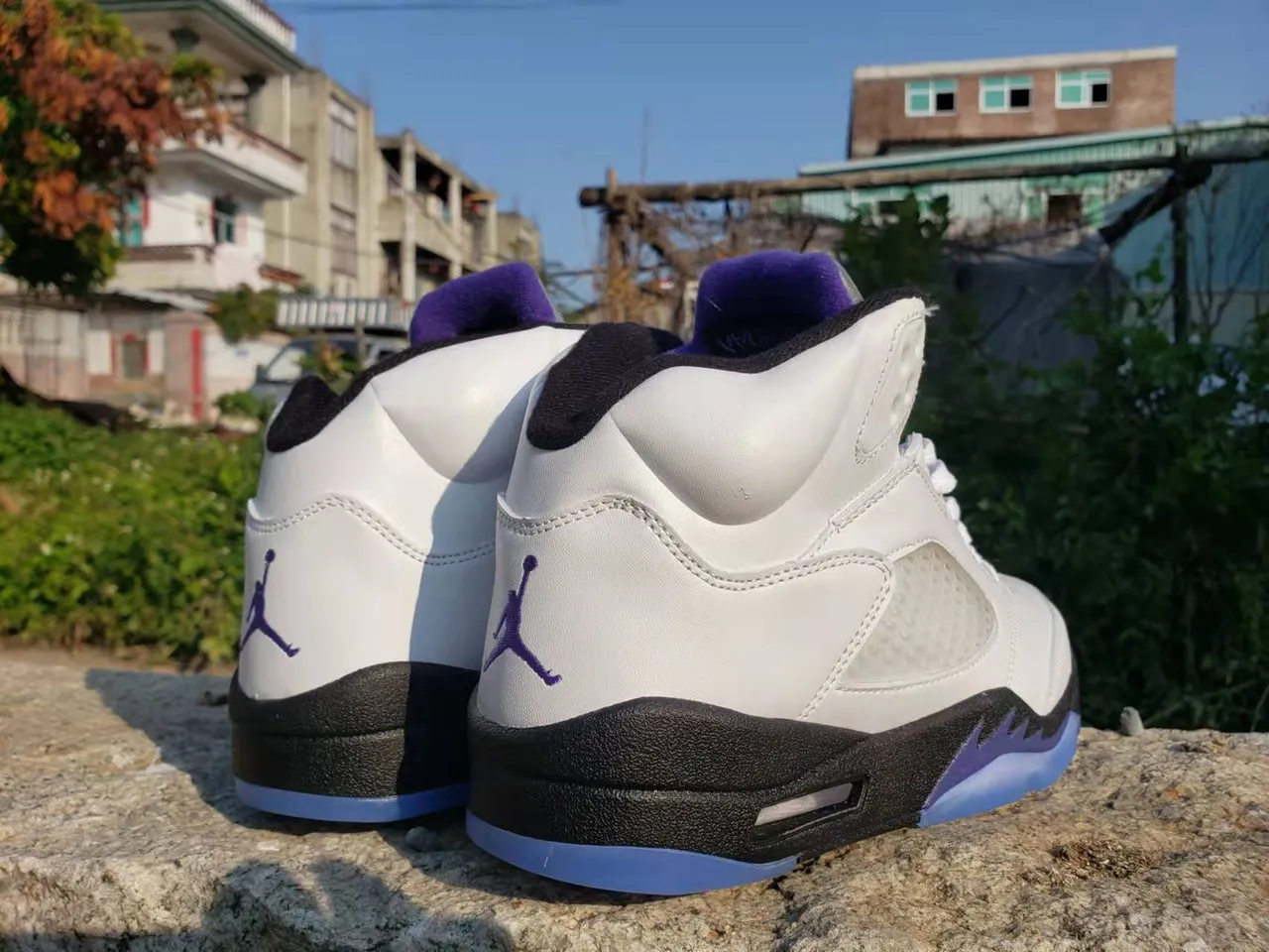 Air Jordan 5 सफेद काले बैंगनी बास्केटबॉल जूते 2