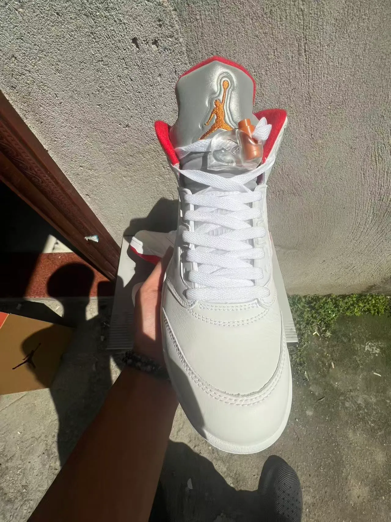 Zapatillas de baloncesto Air Jordan 5 blanco rojo naranja Flame 3