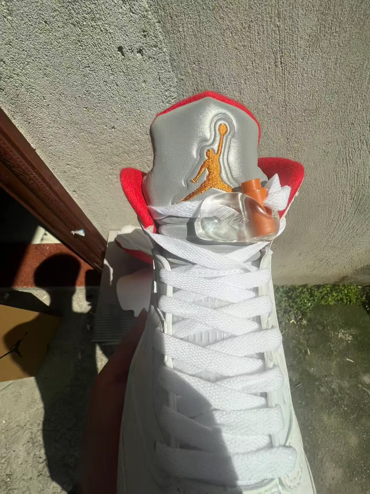 Zapatillas de baloncesto Air Jordan 5 blanco rojo naranja Flame 4