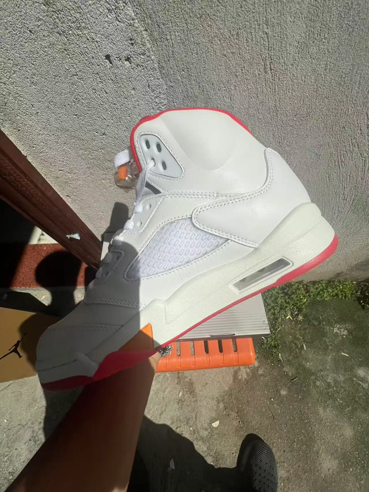 Zapatillas de baloncesto Air Jordan 5 blanco rojo naranja Flame 5
