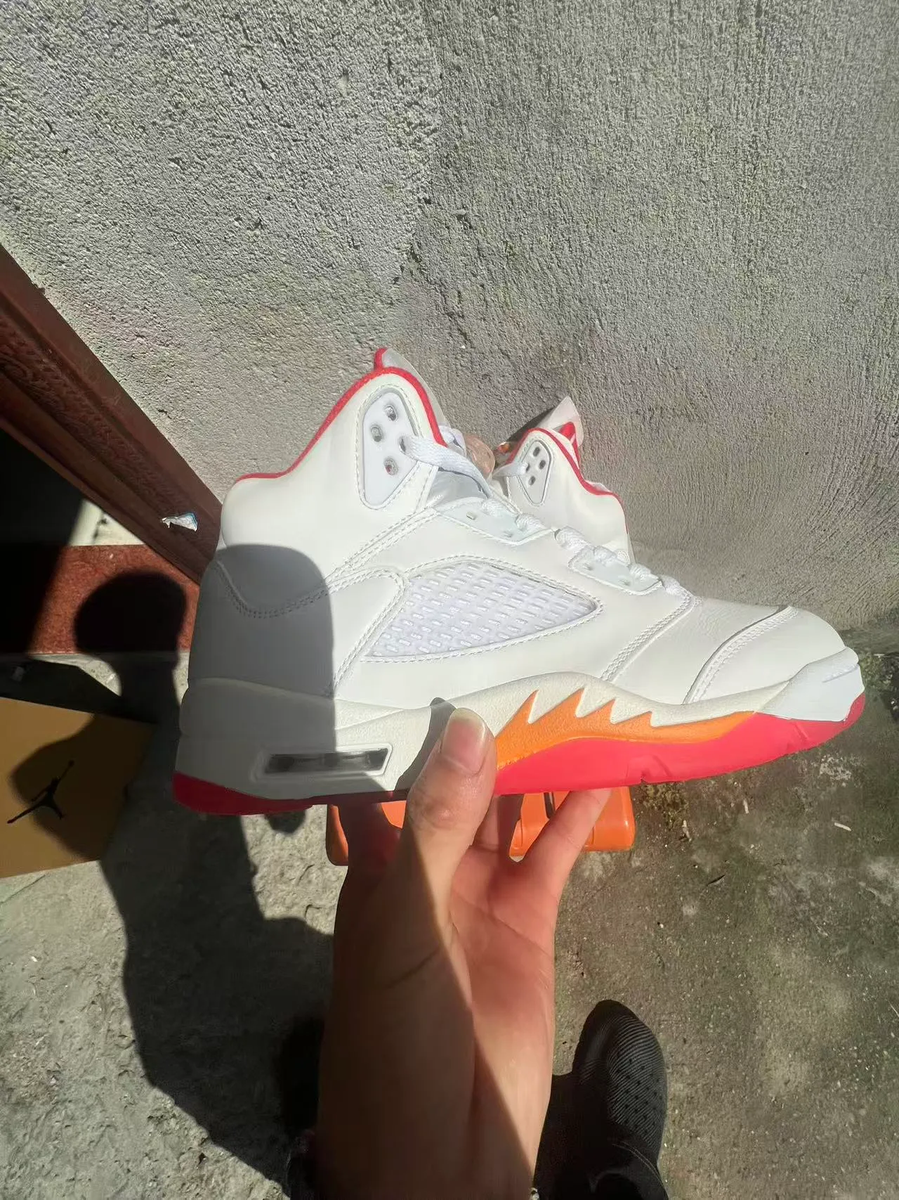 Zapatillas de baloncesto Air Jordan 5 blanco rojo naranja Flame 7