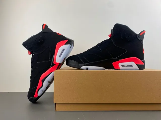 أحذية كرة السلة Air Jordan 6 أسود أحمر أبيض 15