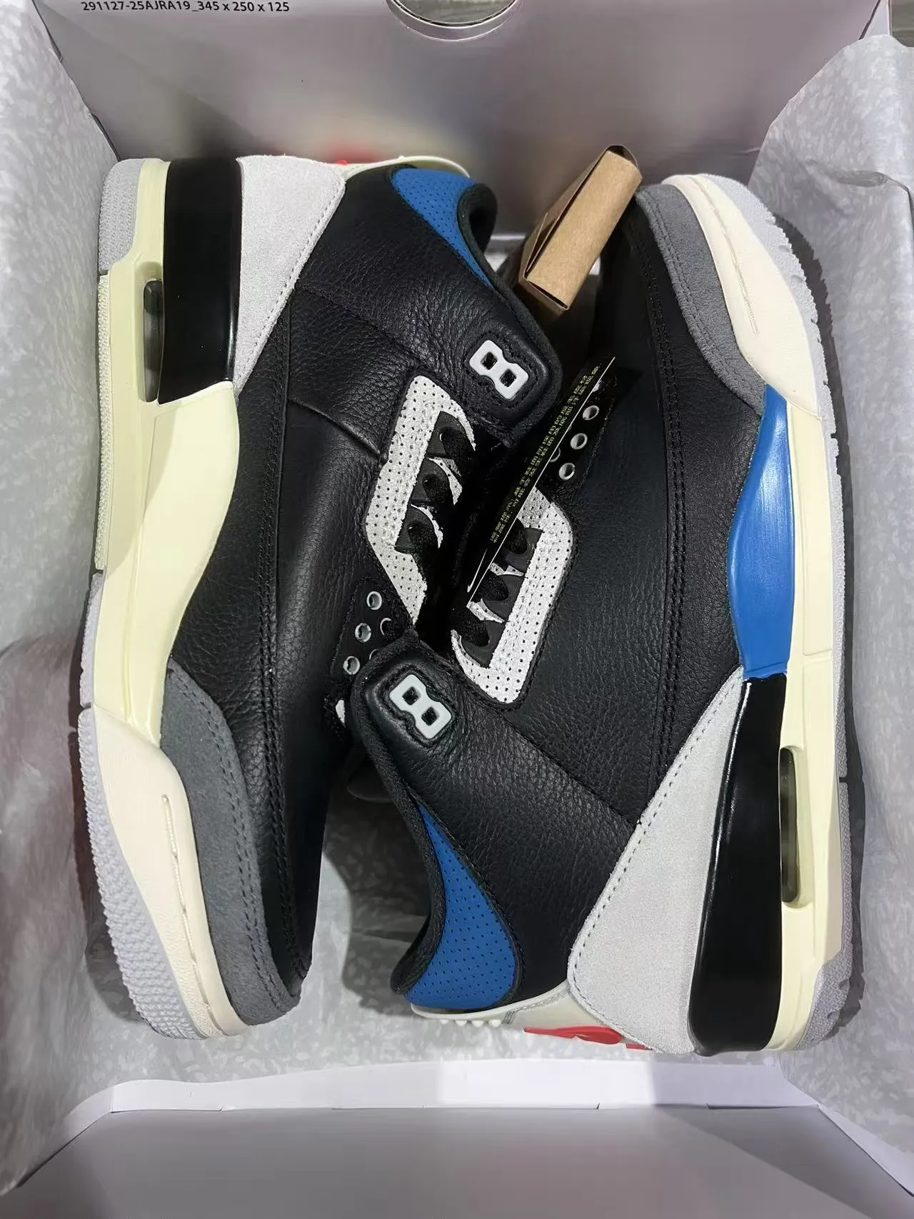 Air Jordan Black Blue High-Top Silhouette Leather And Suede Upper Basketball Shoes 9