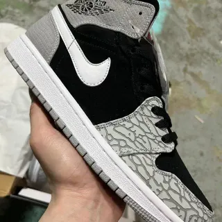 Air Jordan ब्लैक ग्रे हाई-टॉप एलिफेंट प्रिंट ओवरले बास्केटबॉल जूते