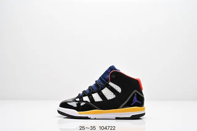 Air Jordan ब्लैक येलो हाई-टॉप पेटेंट लेदर एक्सेंट्स बास्केटबॉल जूते 3