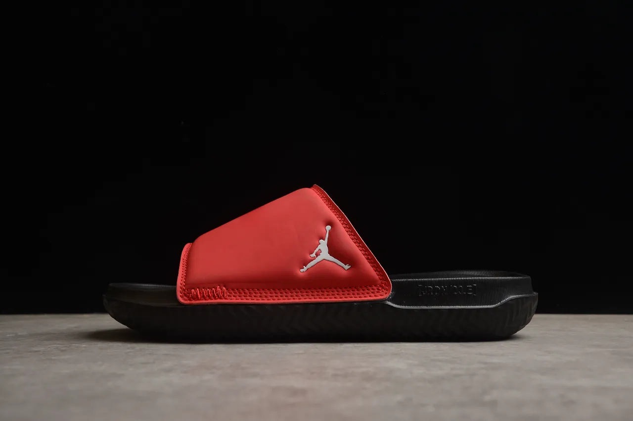 Air Jordan Red Black Two-Strap Slide Quilted Rear Slippers 13