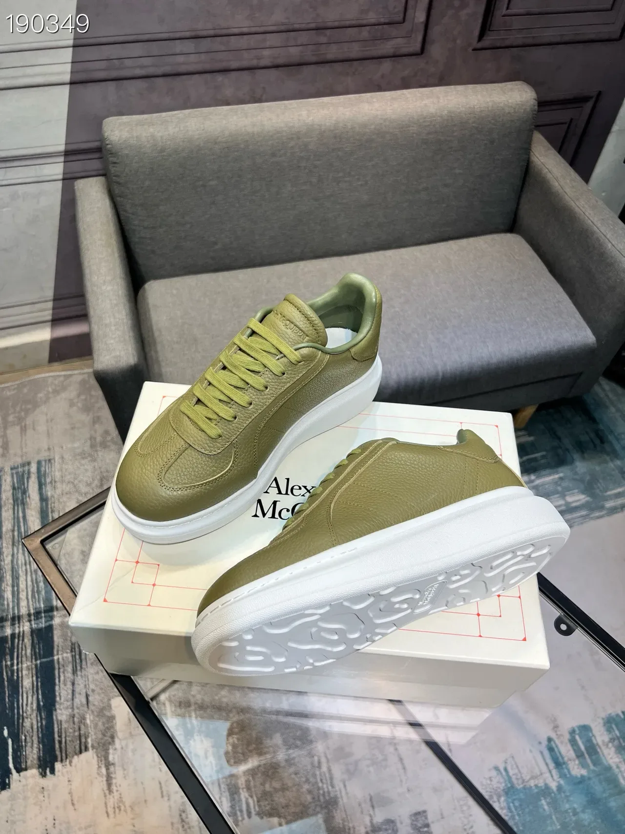 Alexander McQueen Oversized Sneaker Olive Green Lifestyle Sneakers 7