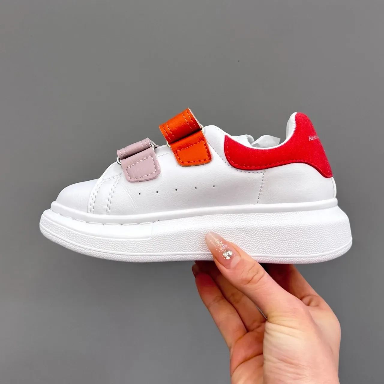 Alexander McQueen Oversized Sneaker White Navy Black Gradient Heel Lifestyle Sneakers 23