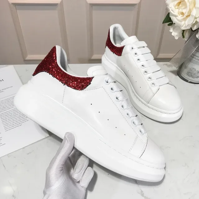 Alexander McQueen Oversized Sneaker White Red Platform Leather Lifestyle Sneakers 4