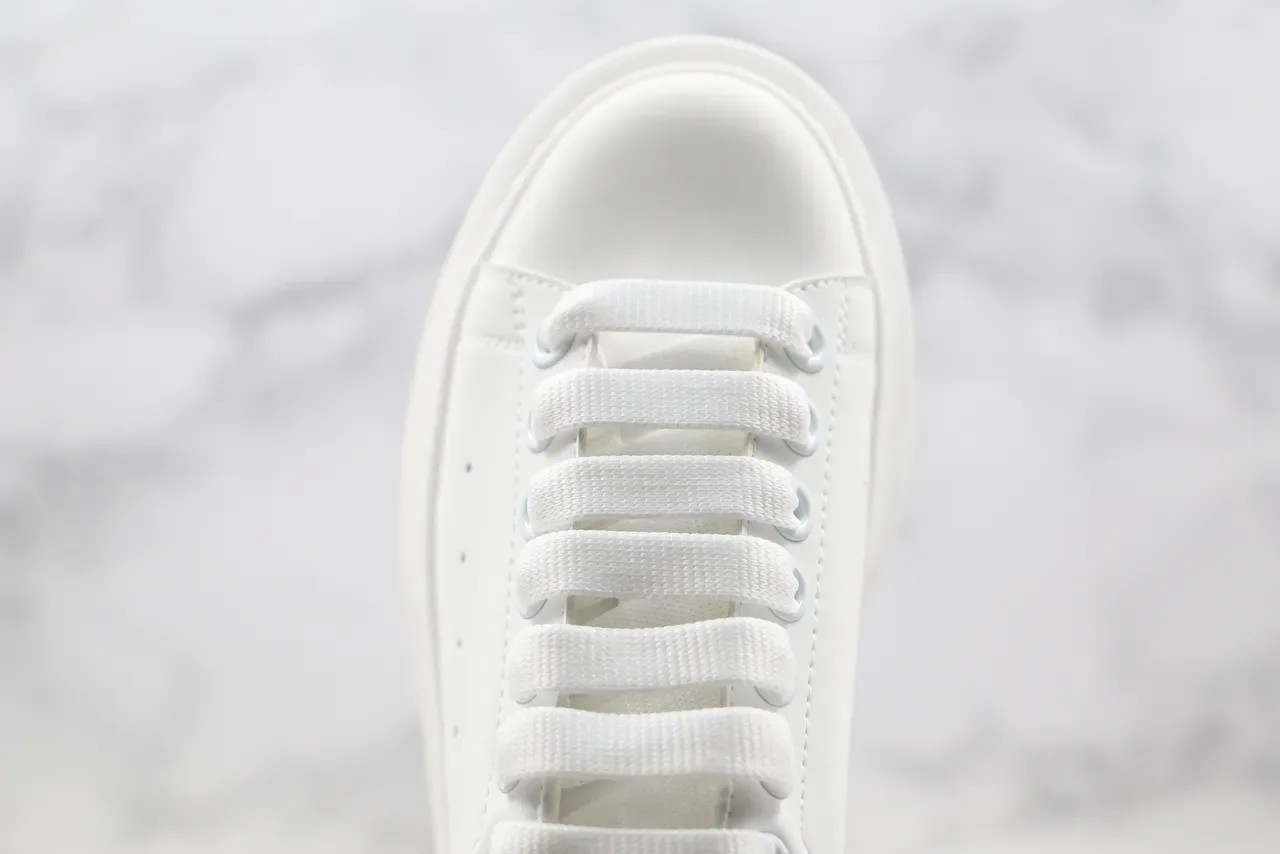 Alexander McQueen Sneakers Oversized Branco Prata Plataforma Couro Suave Superior Lifestyle Sneakers 7
