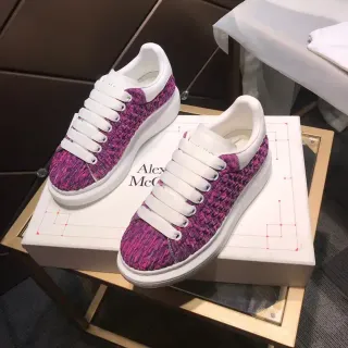 Alexander McQueen Pink White Knit Upper Oversized Sole Lifestyle Sneakers