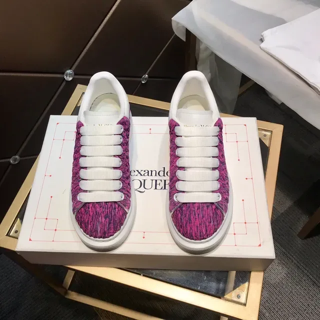 Alexander McQueen Pink White Knit Upper Oversized Sole Lifestyle Sneakers 2
