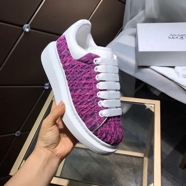Alexander McQueen Pink White Knit Upper Oversized Sole Lifestyle Sneakers 3