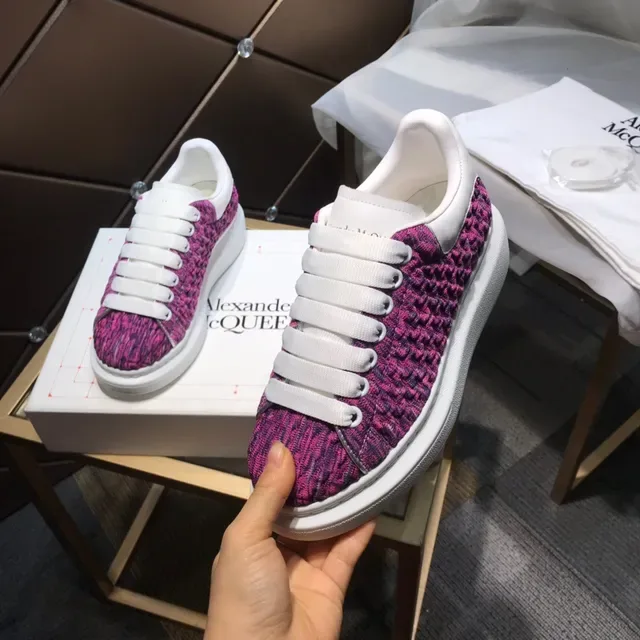 Alexander McQueen Pink White Knit Upper Oversized Sole Lifestyle Sneakers 4