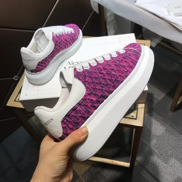 Alexander McQueen Pink White Knit Upper Oversized Sole Lifestyle Sneakers 6