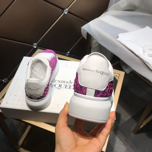 Alexander McQueen Pink White Knit Upper Oversized Sole Lifestyle Sneakers 7