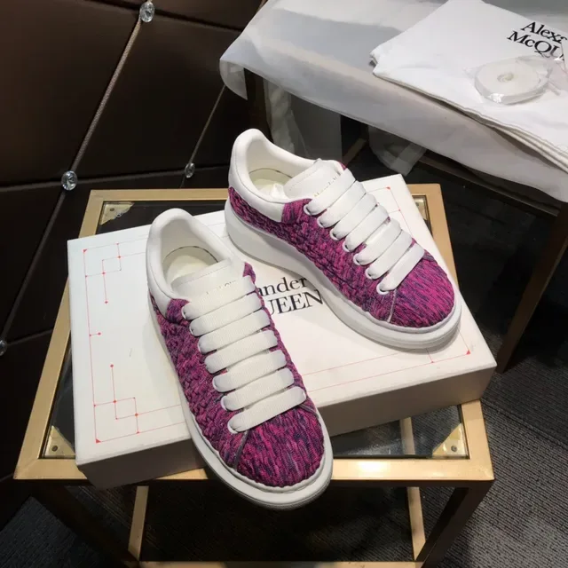 Alexander McQueen Pink White Knit Upper Oversized Sole Lifestyle Sneakers 8