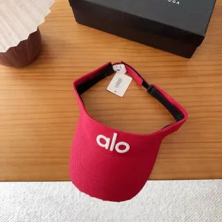 Alo Red White Embroidered Logo Adjustable Strap Baseball Cap