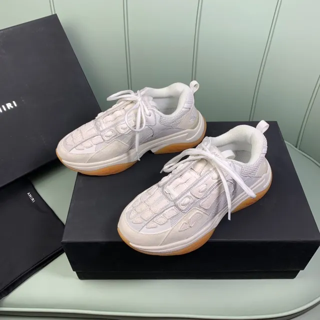 Amiri Beige Brown Sculpted Layered Upper Embossed Geometric Panels Chunky Sneakers 8
