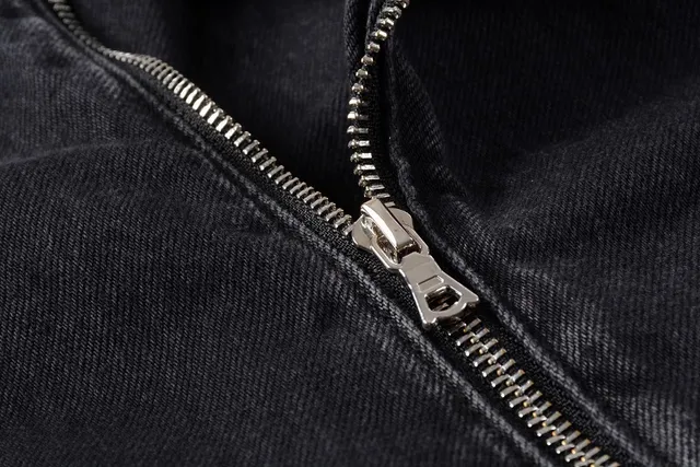 Amiri Black Asymmetrical Zip Snap-Button Epaulets Denim Jacket 8
