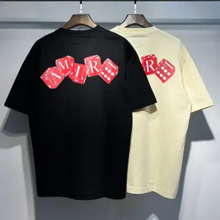 Amiri Dice Logo Black Beige Oversized Fit Back-Print Graphic T-Shirt
