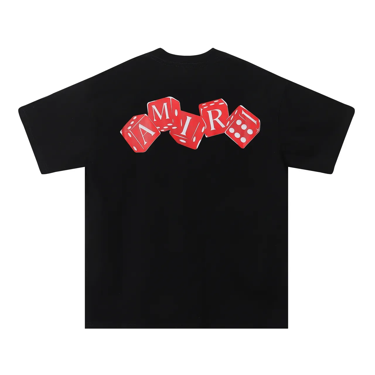Camiseta gráfica Amiri logo de dados preta bege corte oversized estampa nas costas 2
