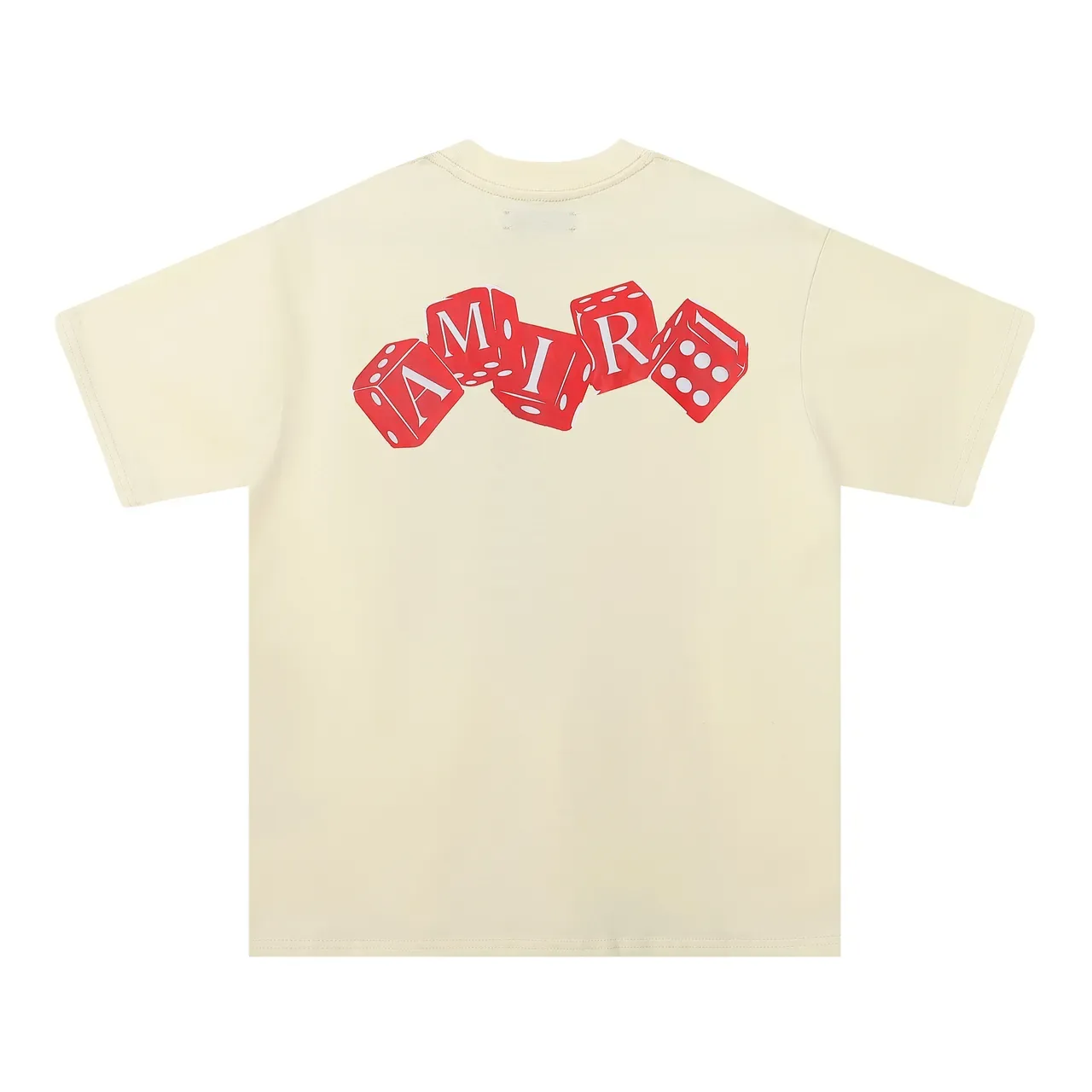 Camiseta gráfica Amiri logo de dados preta bege corte oversized estampa nas costas 4
