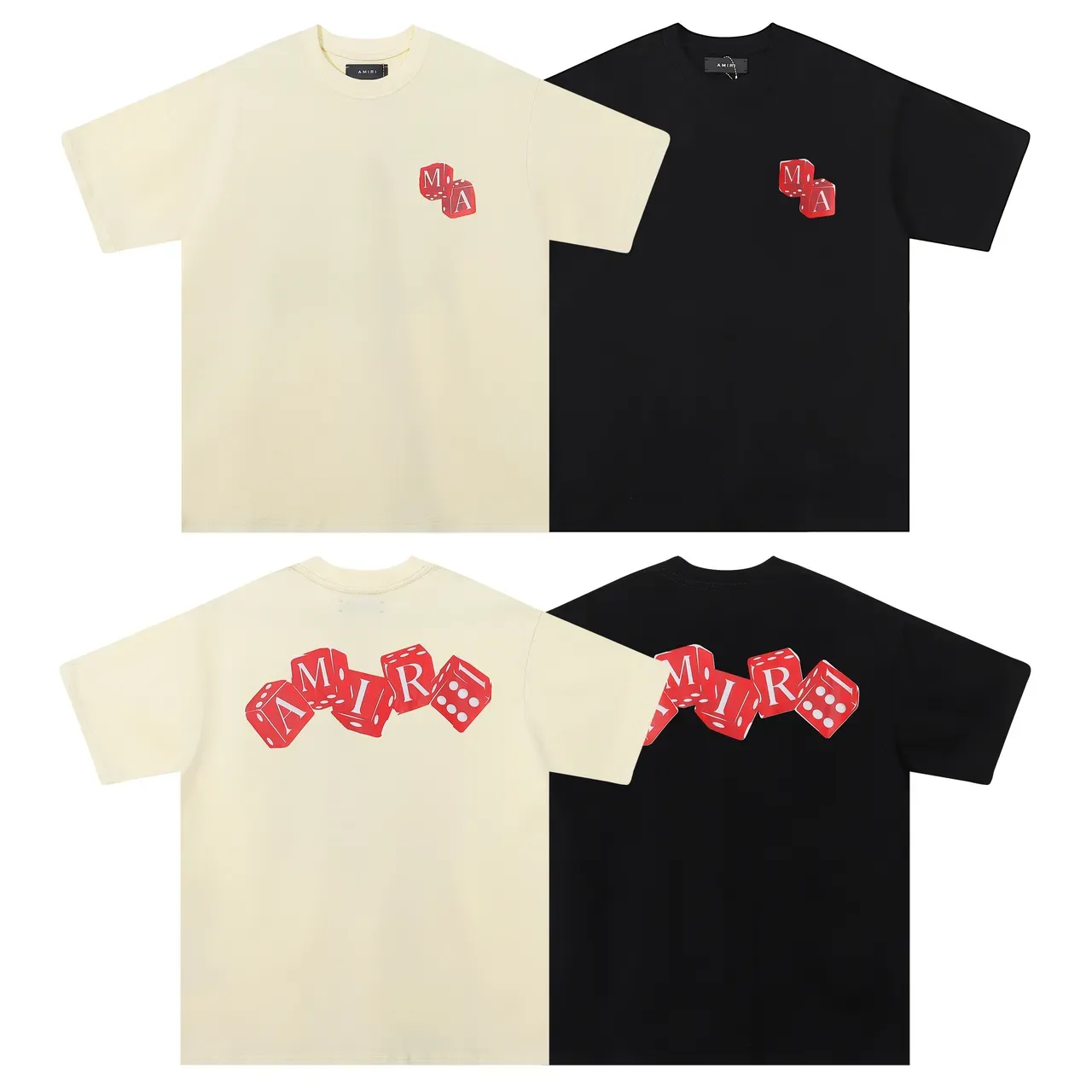 Camiseta gráfica Amiri logo de dados preta bege corte oversized estampa nas costas 6