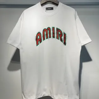 Amiri Distressed Arched Logo White T-Shirt