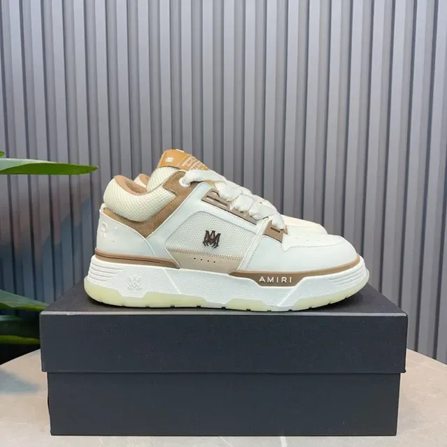 Amiri MA Court Off-White and Tan Lifestyle Sneakers 9